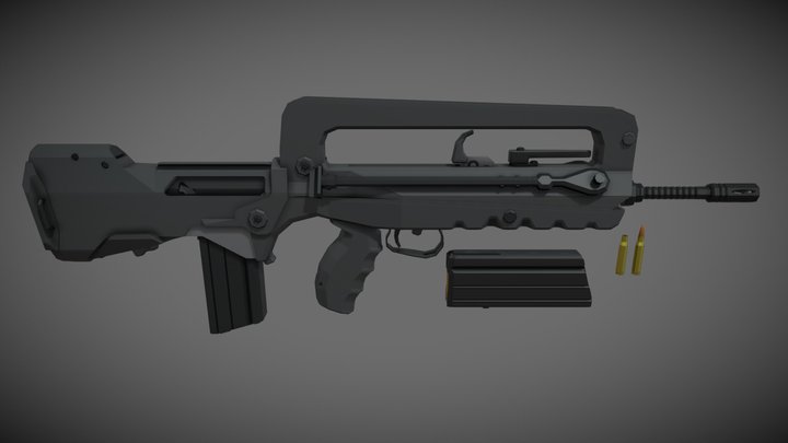 low-poly FAMAS F1 – Free 3D Model STL
