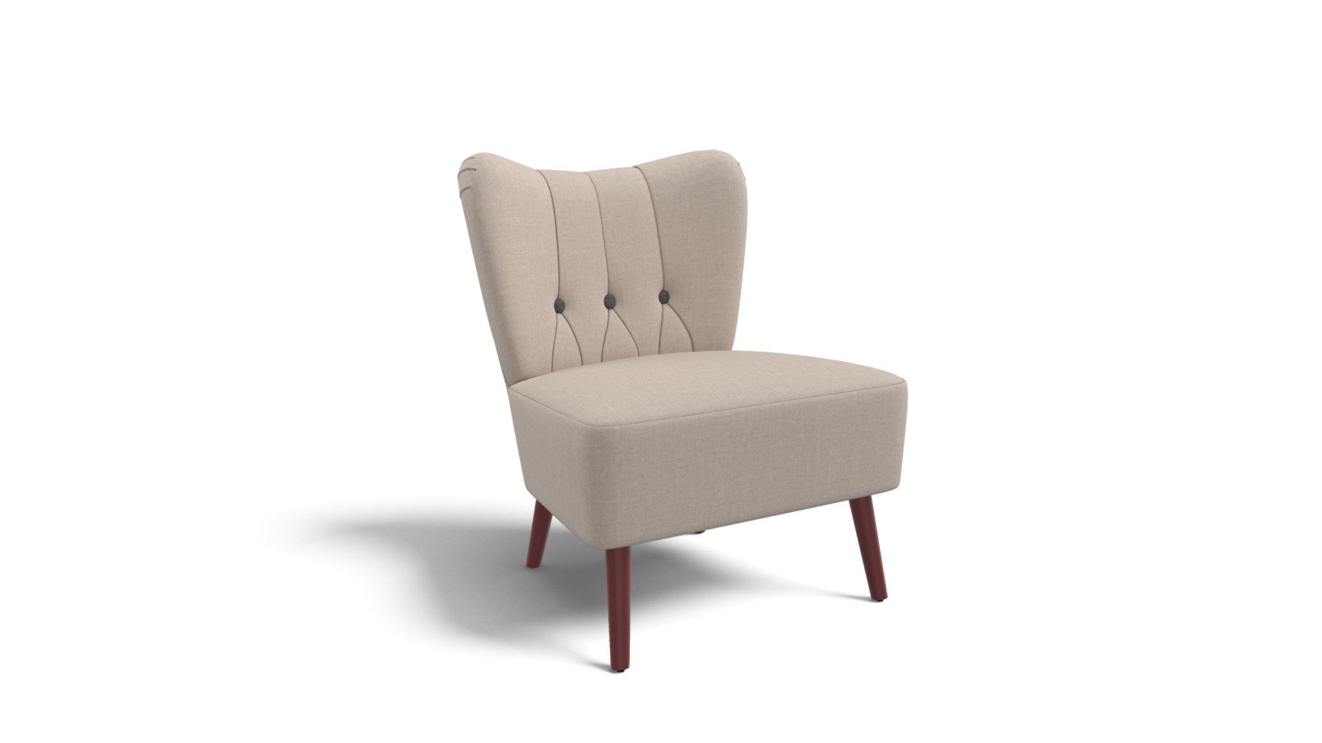 Charley Accent Chair, Beige with Dark Legs Download Free 3D model by