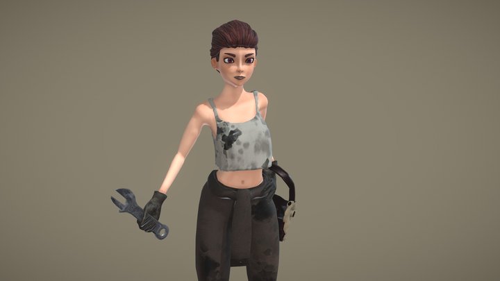 Mechanic Girl 3D Model