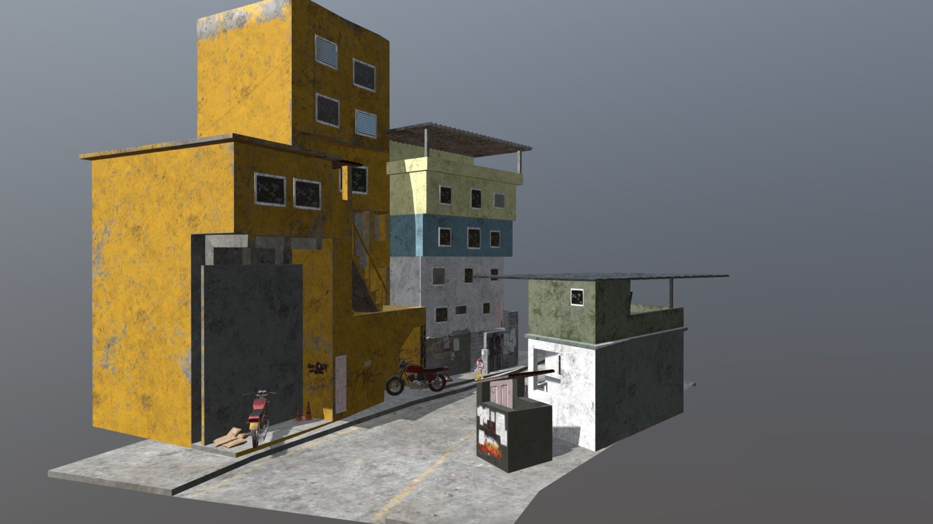 Street Scene Rio Favela Download Free 3d Model By Niffin