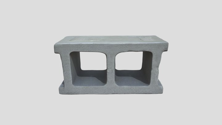 Cinder Block on Pavement 3D Model