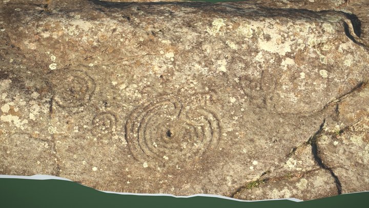 Petroglifo de Mogor.  Pedra do laberinto. 3D Model