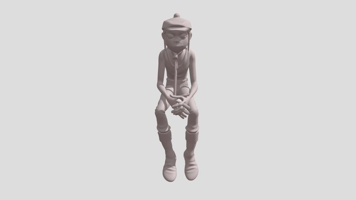 2D Gorillaz Posed Sitting 3D Model