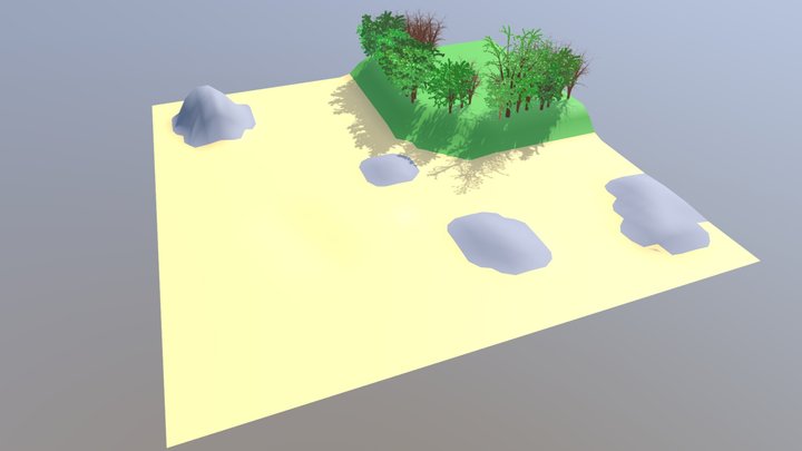 Field with trees 3D Model
