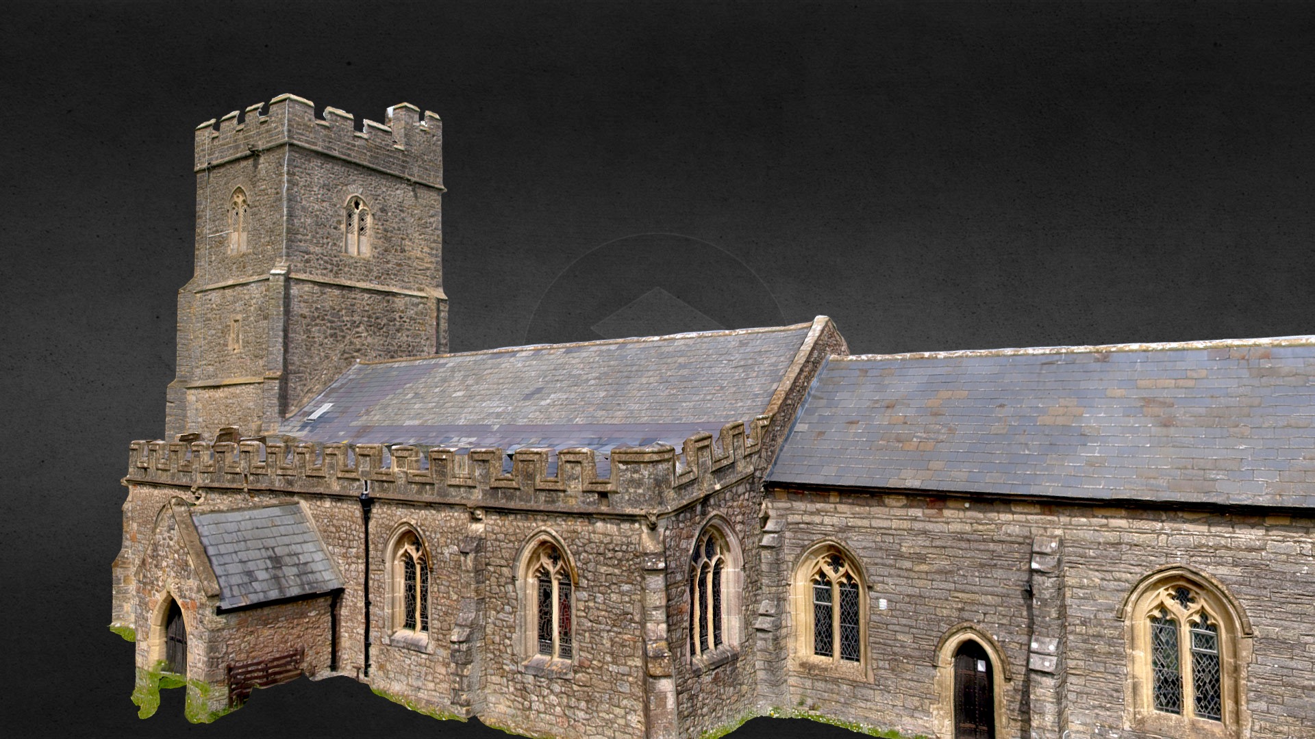 3D model St. Mary’s Church, Berrow - This is a 3D model of the St. Mary's Church, Berrow. The 3D model is about a stone building with a tower.