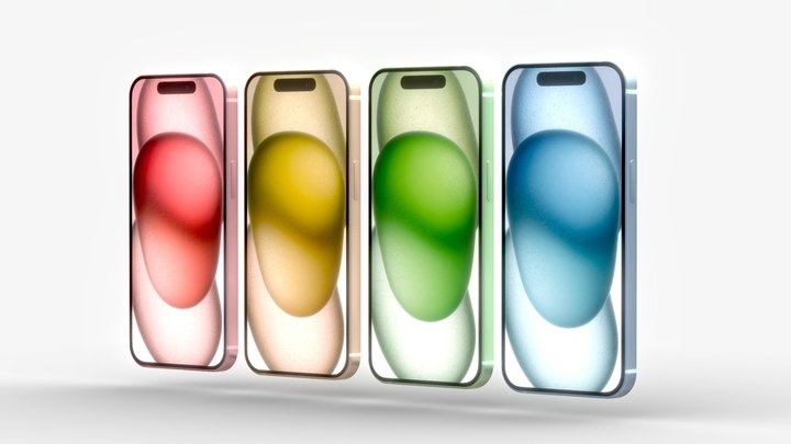 IPhone 15 3D Model with All 4 Colors 3D Model