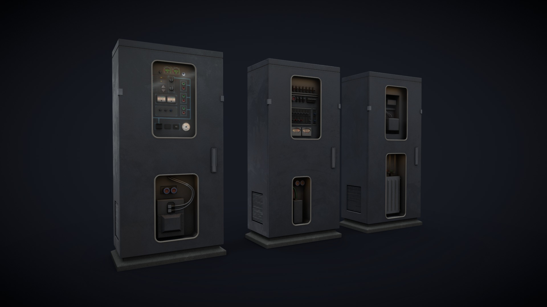3D model Electric cabinet pack - This is a 3D model of the Electric cabinet pack. The 3D model is about a row of white rectangular objects.