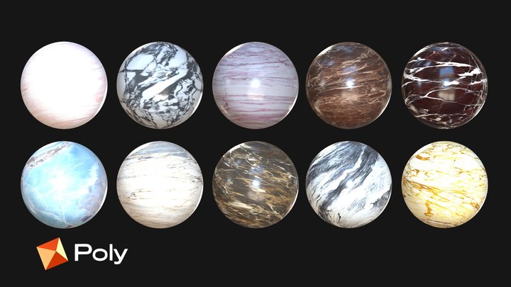 10 Realistic Marble Material Pack - PBR Textures 3D Model