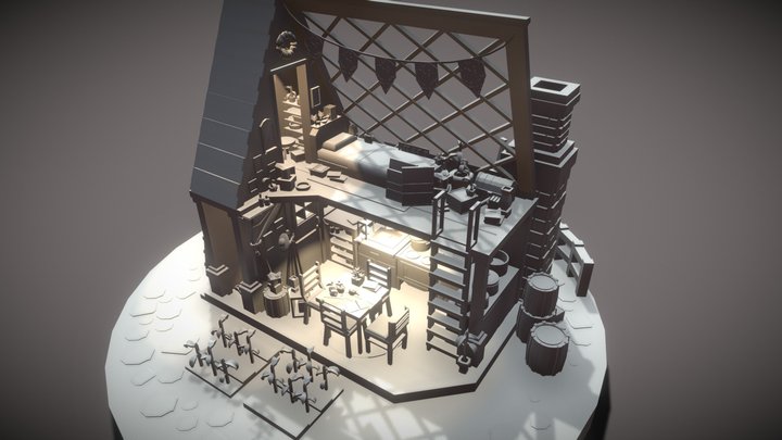 Low-poly fantasy cottage 3D Model