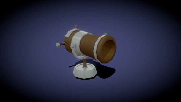 Wooden cannon Low Poly 3D Model