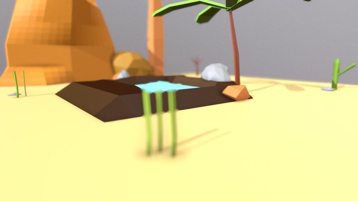 Simple Low poly miniature desert 3D Model