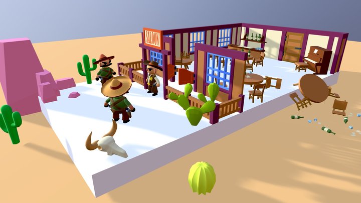 Wild_West_Toon_Scene 3D Model