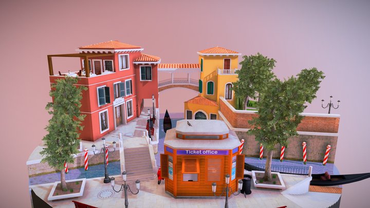 Venice city scene 1DAE08 Aaron Ongena 3D Model