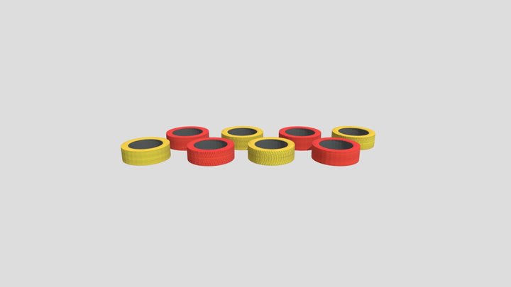 Kids tire track red-yellow 3D Model