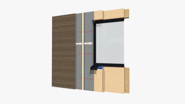 External insulation on CLT - Suggested detail 3D Model