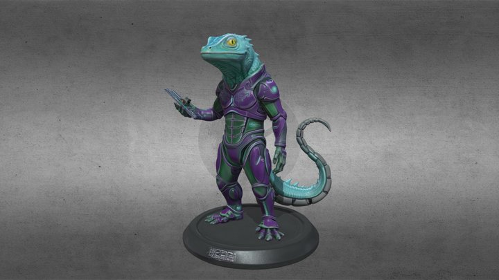 2086 Neon Lizard Warrior
