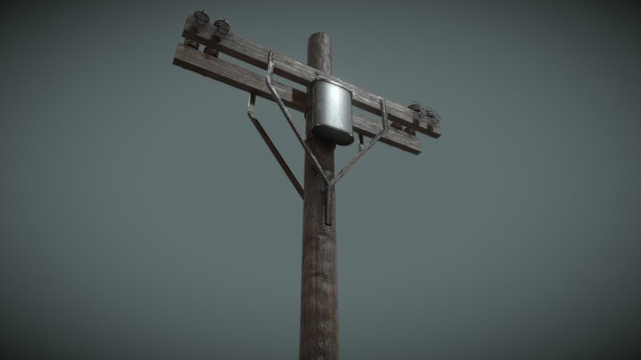 Old wood powerline 3D Model