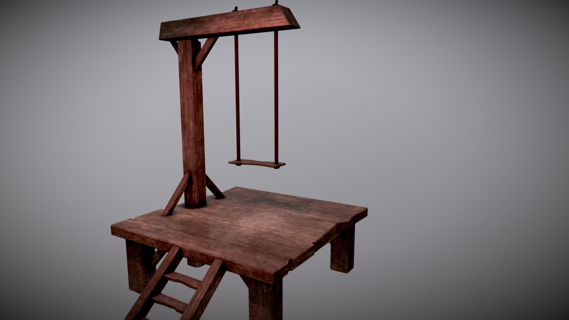 3D model Death Swing - This is a 3D model of the Death Swing. The 3D model is about a wooden table with a chair.