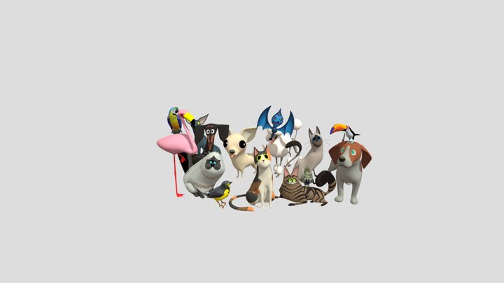 Team of animals 3D Model