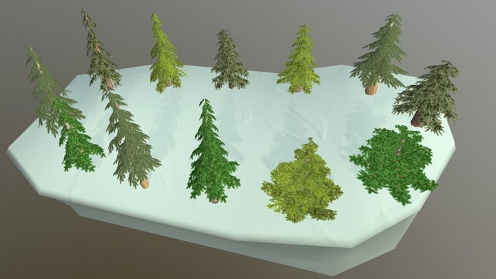Low Poly Trees : Сonifers 3D Model
