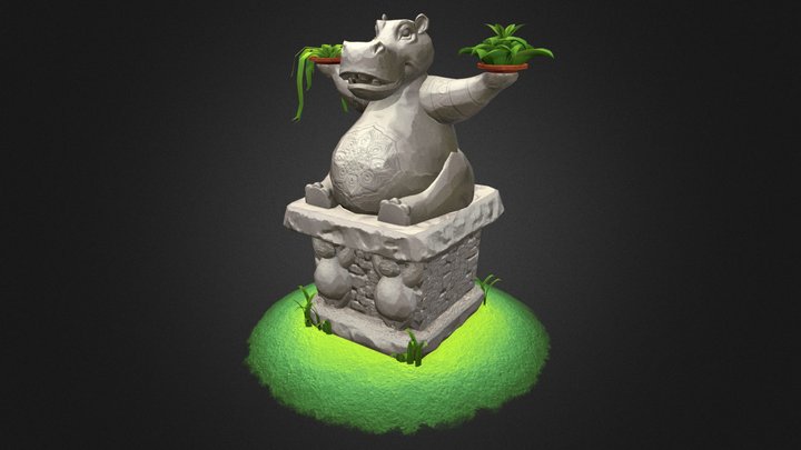 Hippo Statue 3D Model