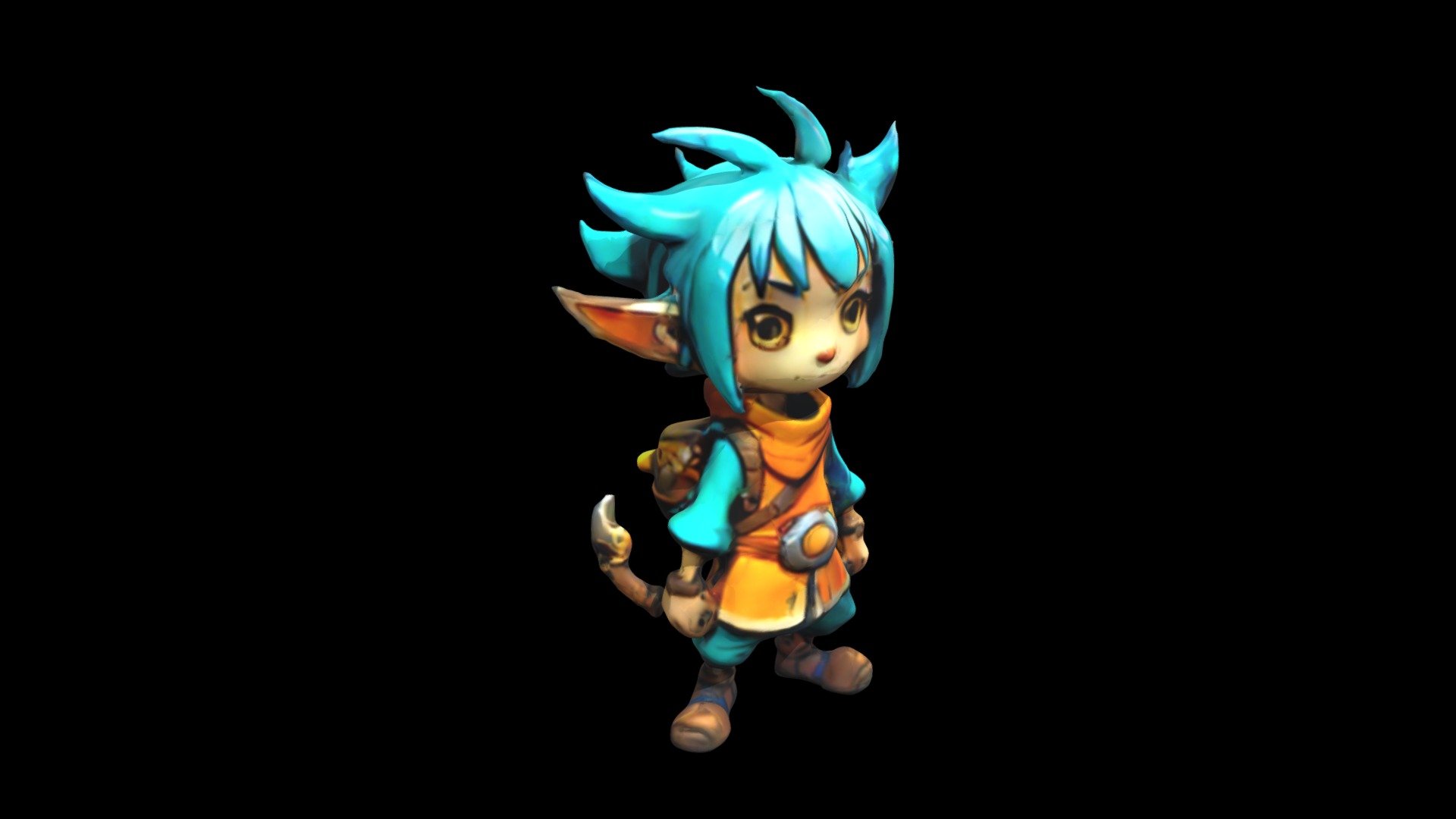 a cartoon character with blue hair and a back - Download Free 3D model ...