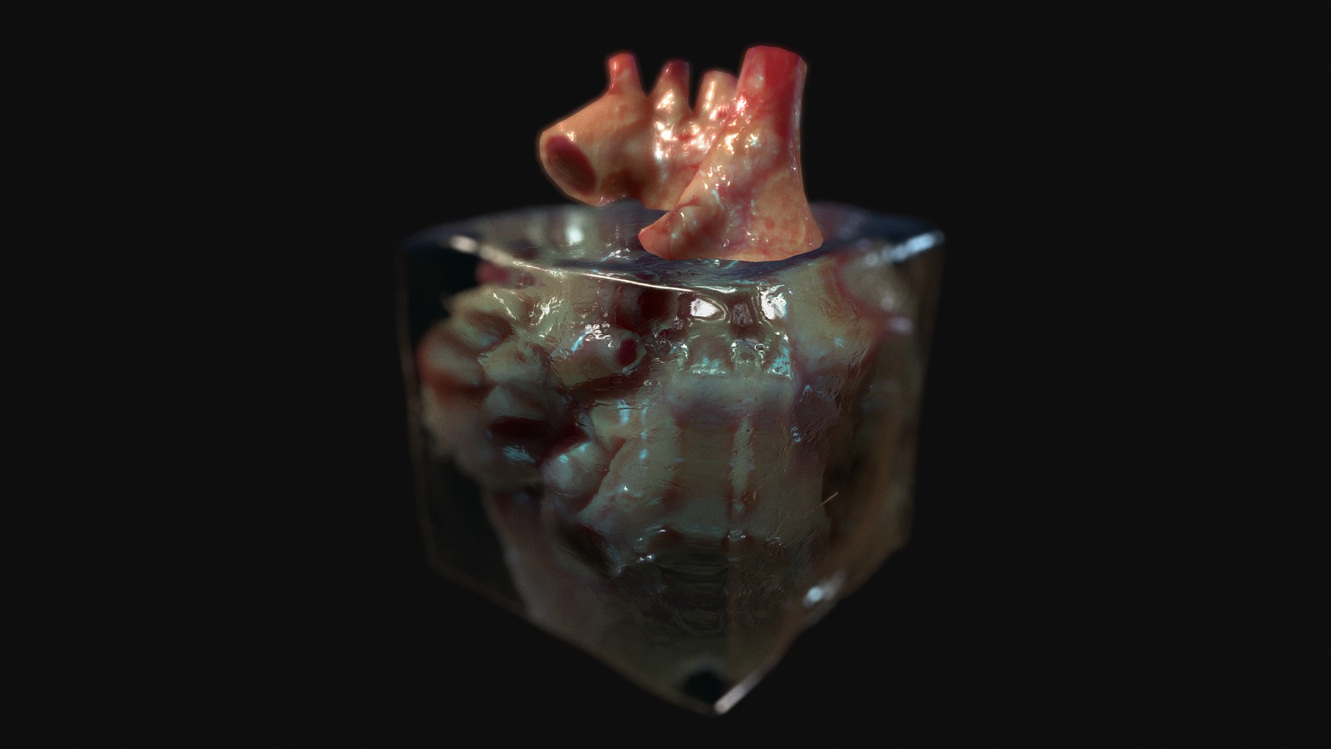 3D model Frozen Heart - This is a 3D model of the Frozen Heart. The 3D model is about a glass bowl with a red flower.