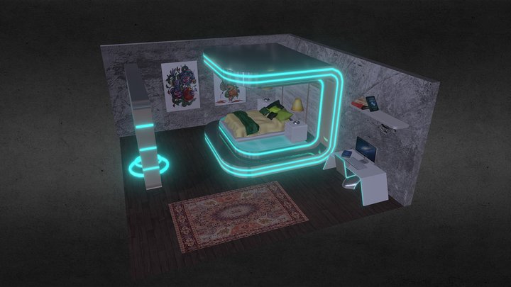 Modern Sci-fi Bedroom 3D Model
