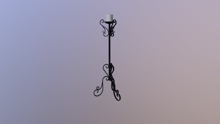Candlestick 2 with candle 3D Model
