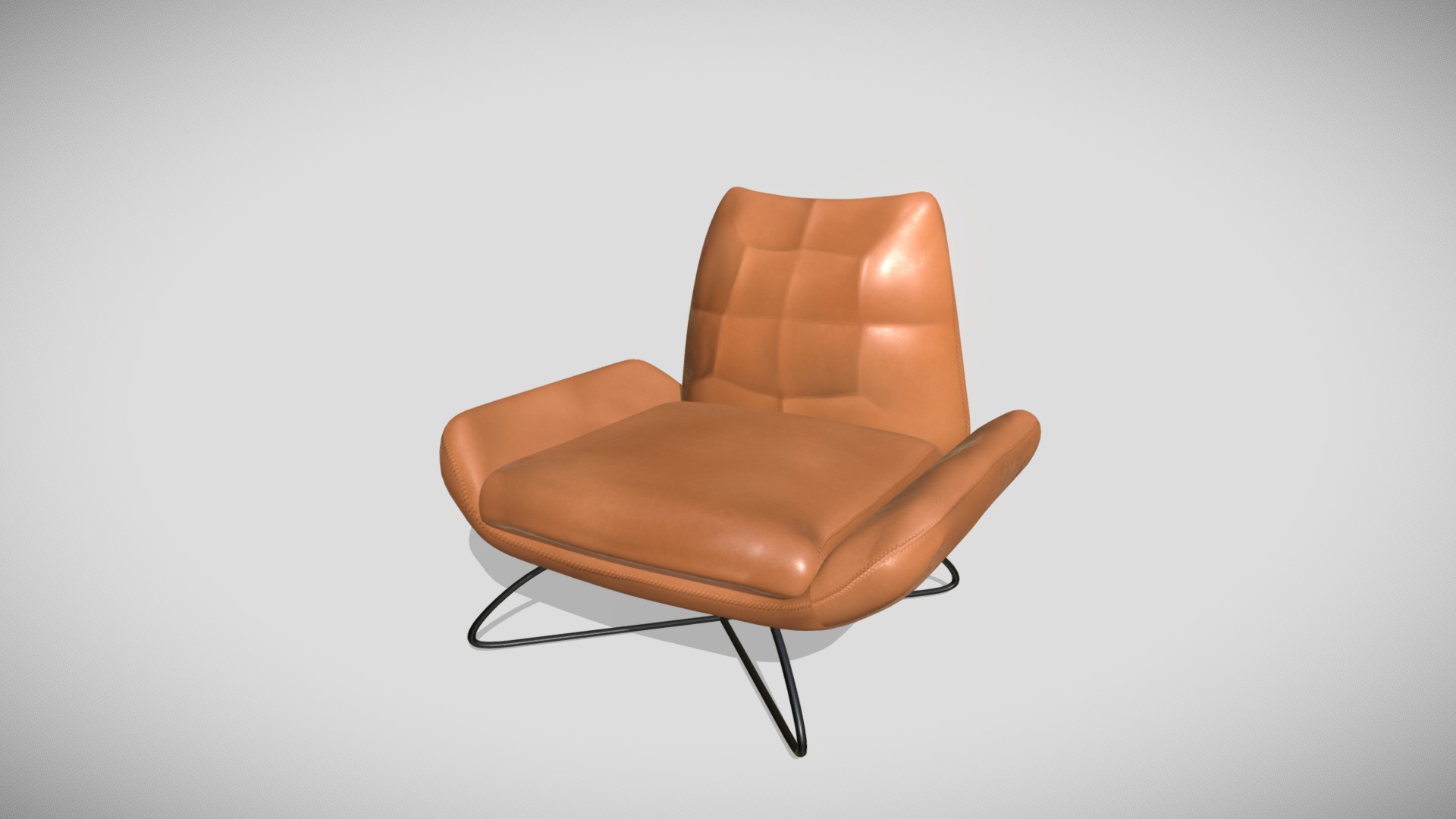 3D model Leather chair - This is a 3D model of the Leather chair. The 3D model is about a brown leather chair.