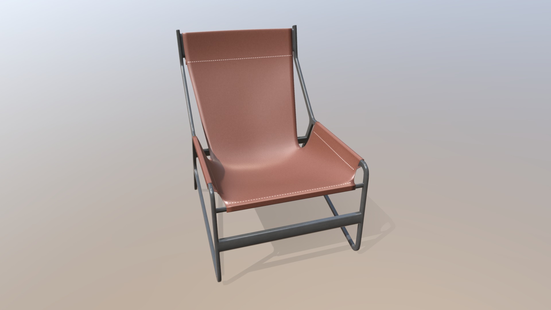 3D model Frame Chair Leather Seat - This is a 3D model of the Frame Chair Leather Seat. The 3D model is about a red chair with a white background.