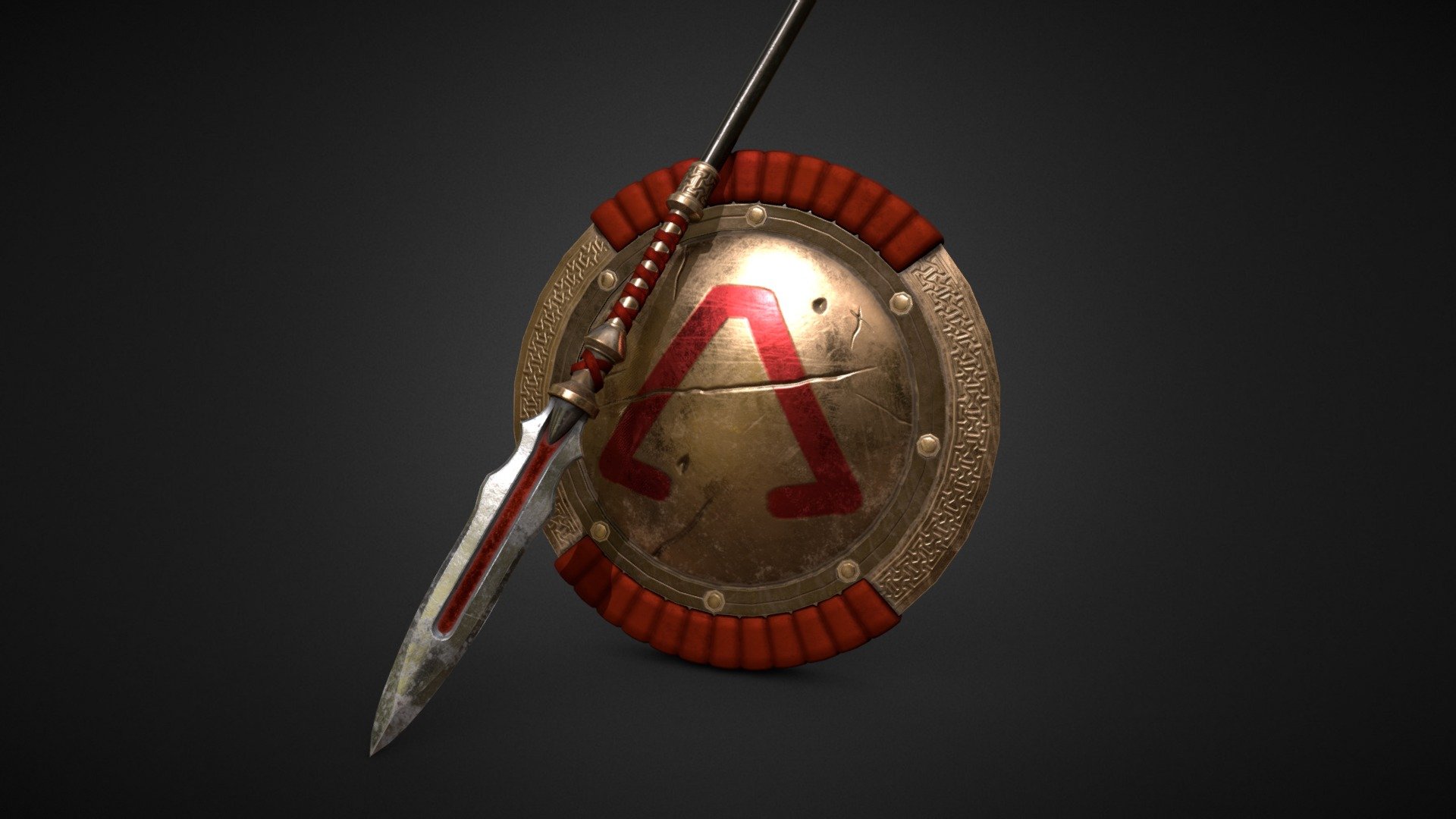 Spartan Spear and Shield - 3D model by EnviArt [967995f] - Sketchfab