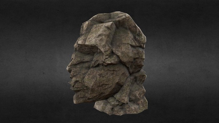 Ancient Large Broken Statue Head - Low Poly 3D Model