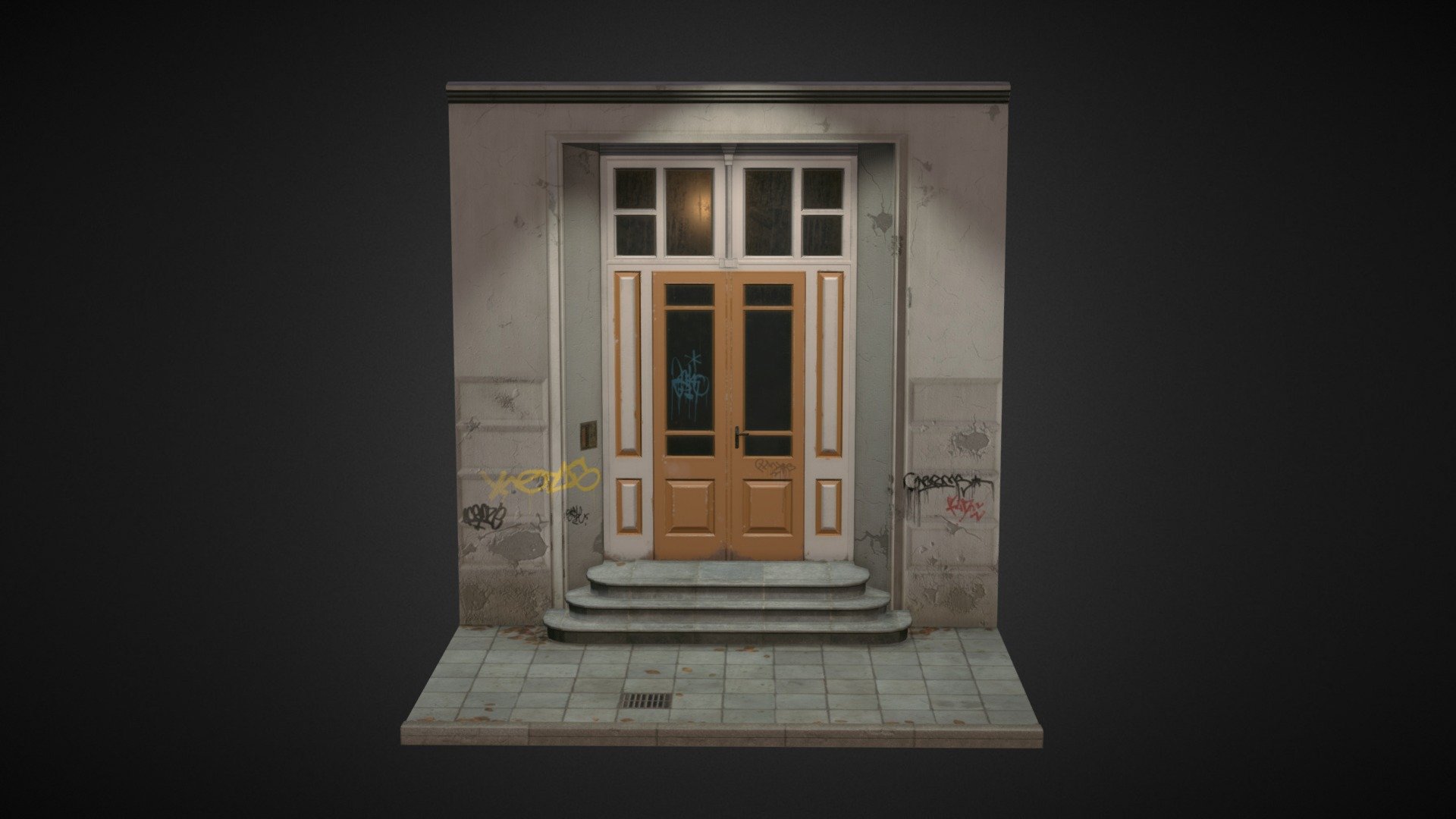 Tenement doors in the night