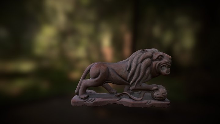 Red Soapstone Lion 3D Model