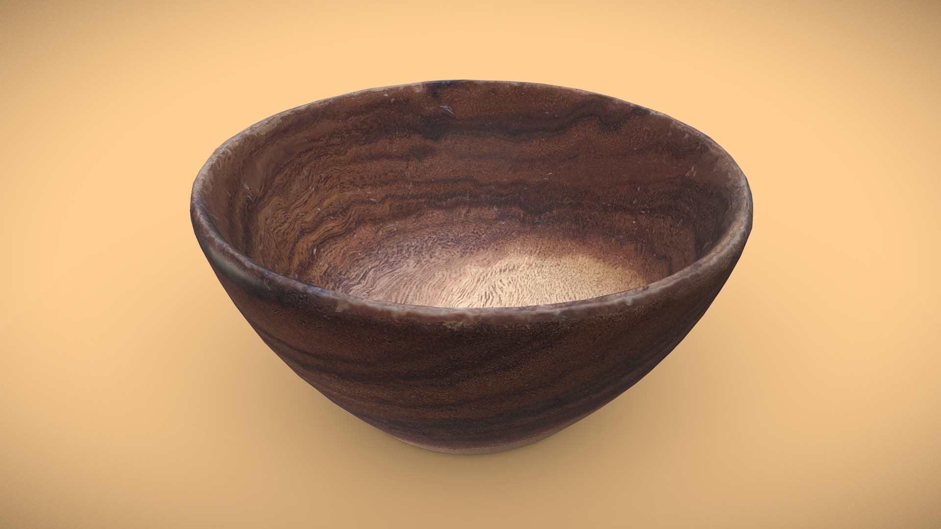 3D model Wooden Bowl – #KitchenScanChallenge - This is a 3D model of the Wooden Bowl - #KitchenScanChallenge. The 3D model is about a bowl on a surface.