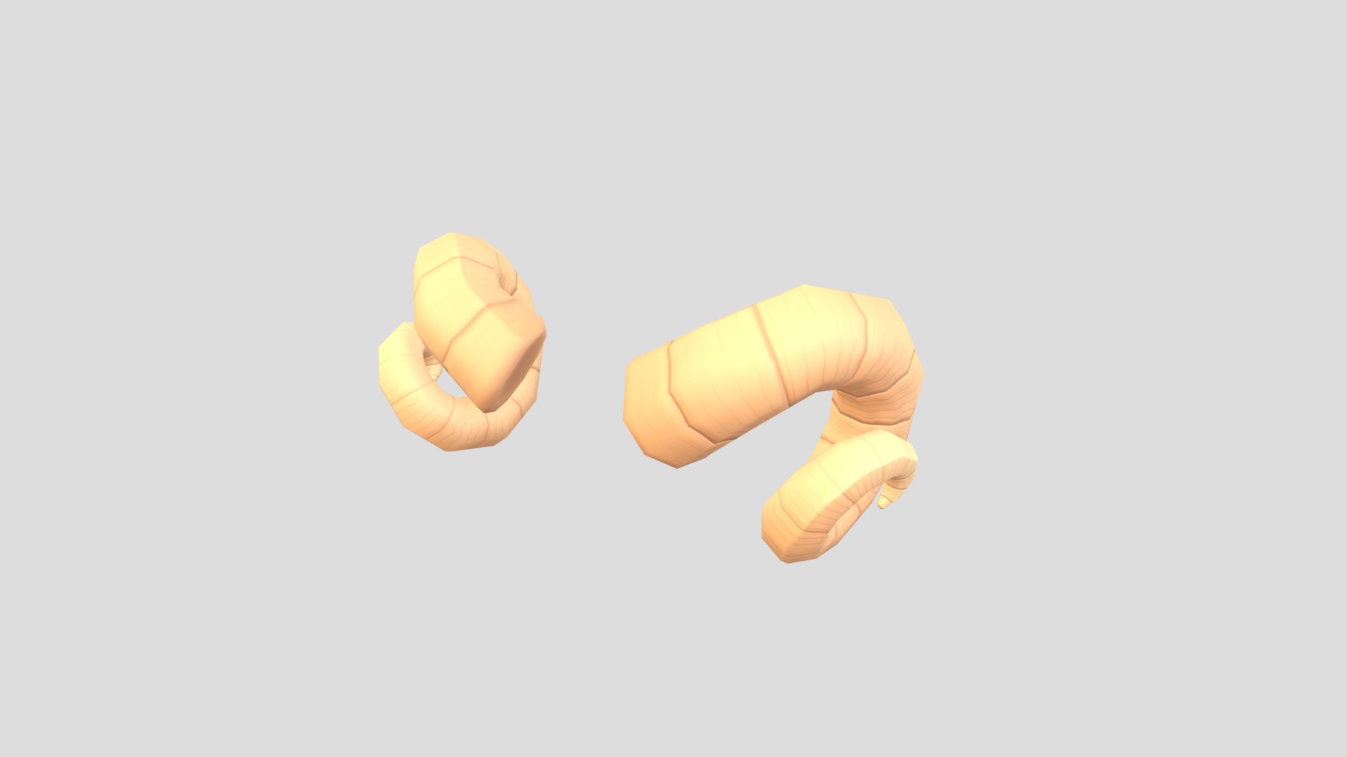 3D model Ram Horn - This is a 3D model of the Ram Horn. The 3D model is about a pair of yellow ice cream cones.