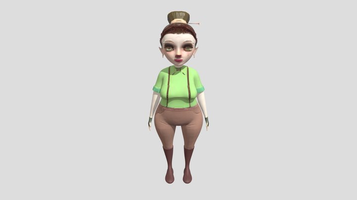 cartoonish female pilot character 3D Model