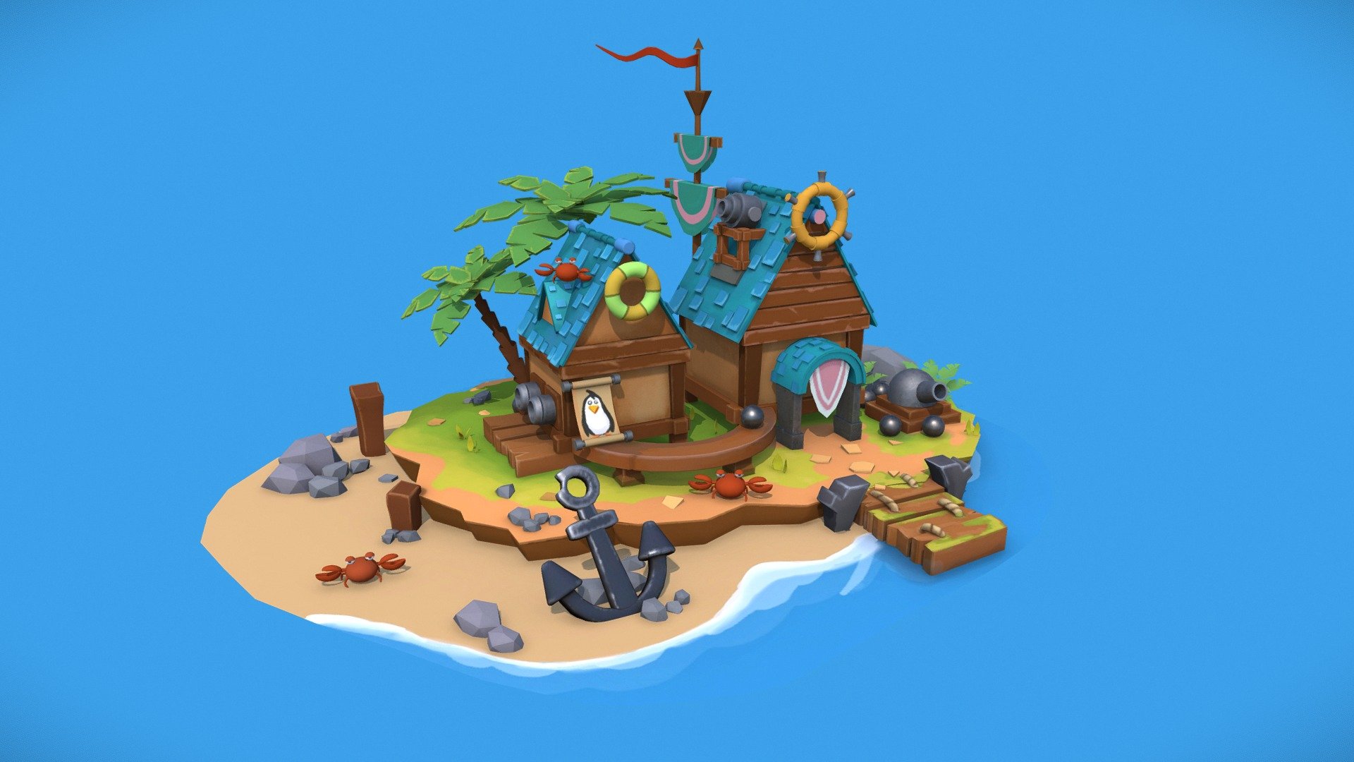 Sea House (Penguin island) - 3D model by Marina Markova [9687c74] -  Sketchfab