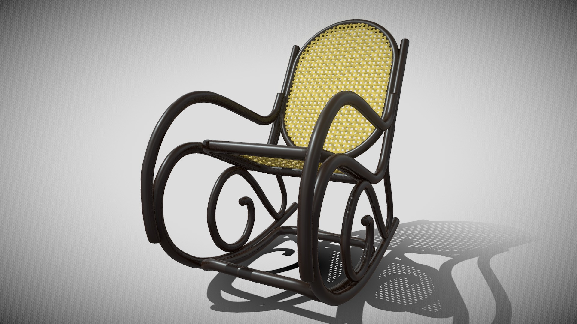 3D model Rockingchair - This is a 3D model of the Rockingchair. The 3D model is about a chair with a newspaper.