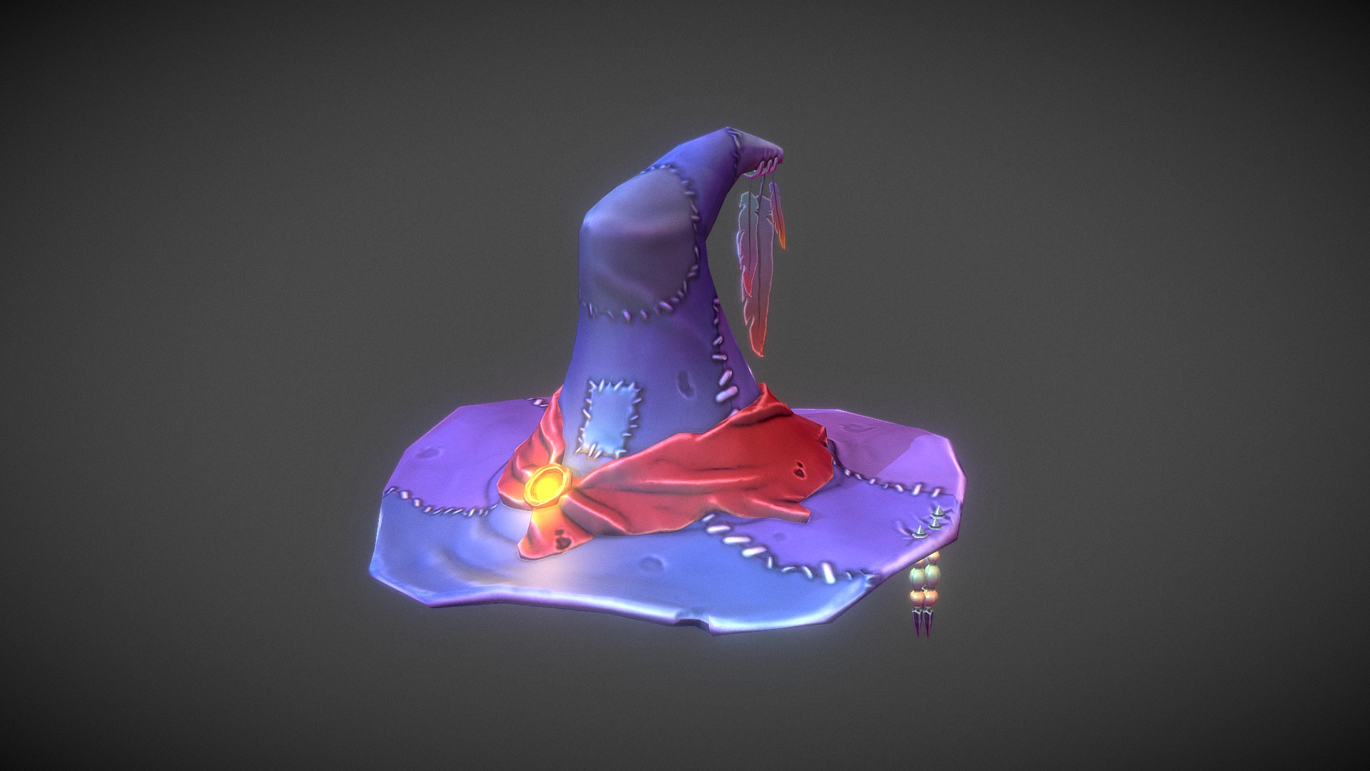 3D model Stylized Witch Hat - This is a 3D model of the Stylized Witch Hat. The 3D model is about a purple and pink shoe.