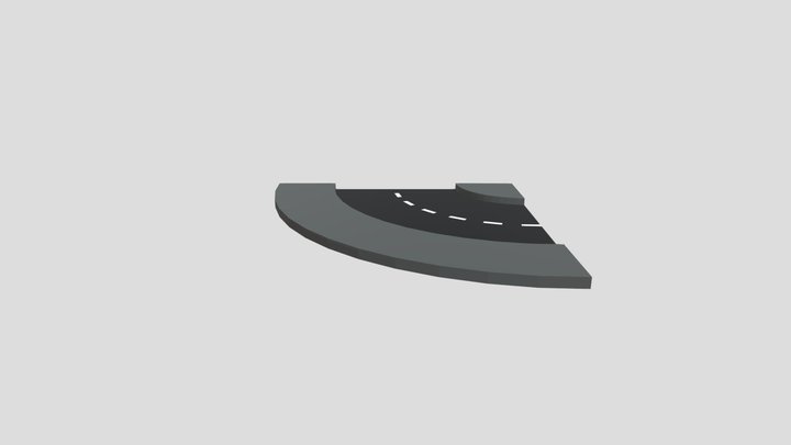 Low Poly Curve Road 3D Model