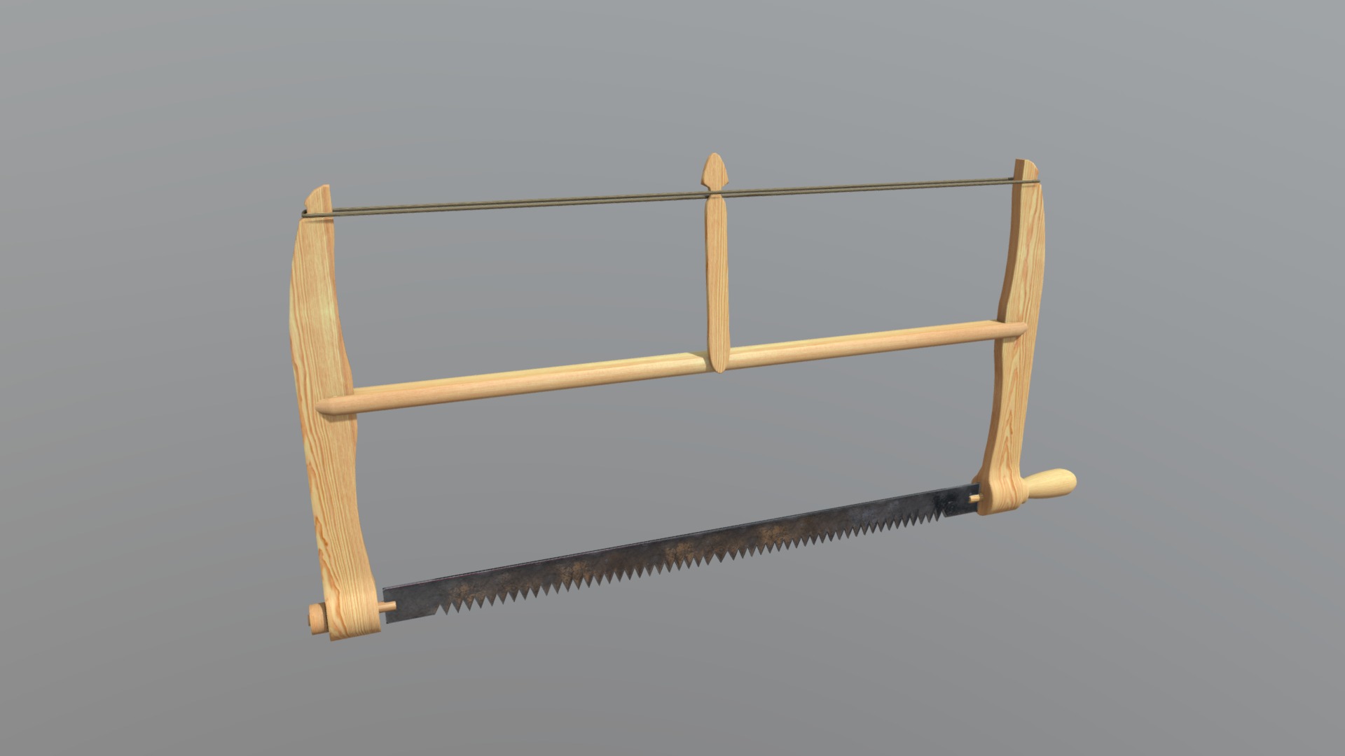 3D model Frame Saw - This is a 3D model of the Frame Saw. The 3D model is about a wooden chair with a black frame.