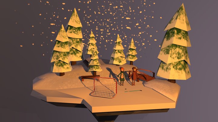 Winter island asset pack (lowpoly) 3D Model