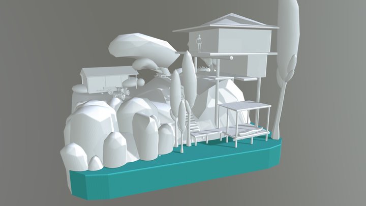 FOREST LONER - Diorama and House blockout 3D Model