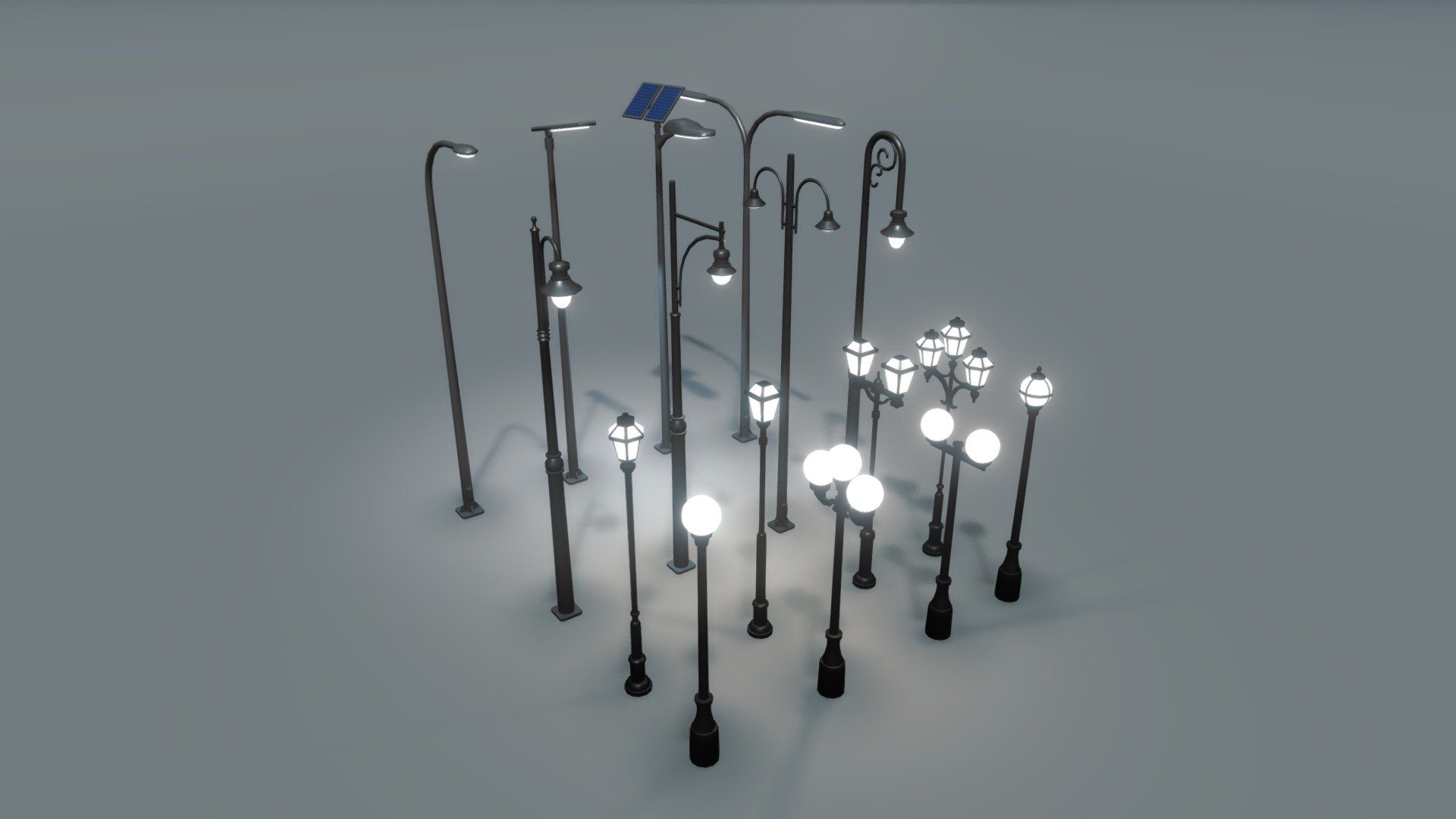16 low-poly street lights - Buy Royalty Free 3D model by i_r_riley (@i
