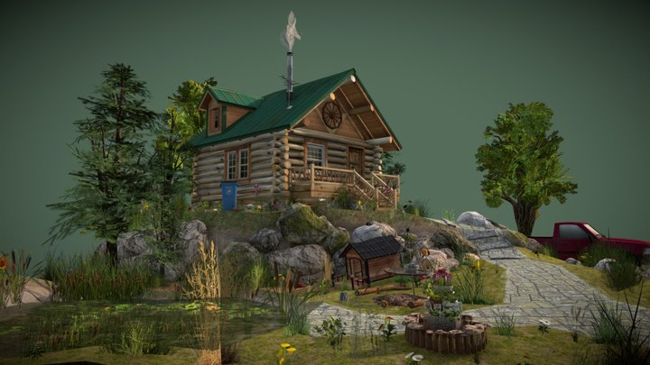 Low poly diorama - Forest Loner 3D Model