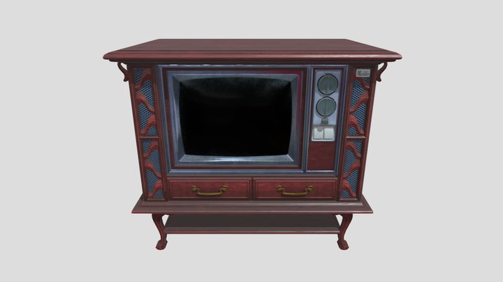 Vintage Redwood Paneling CRT TV 3D Model