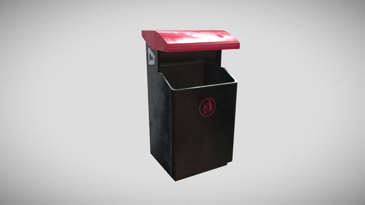 Urban Street Trash Can 3D Model