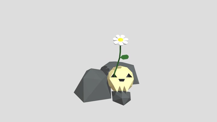 Cartoon flower and skull 3D Model